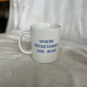 White Mug with Blue Text